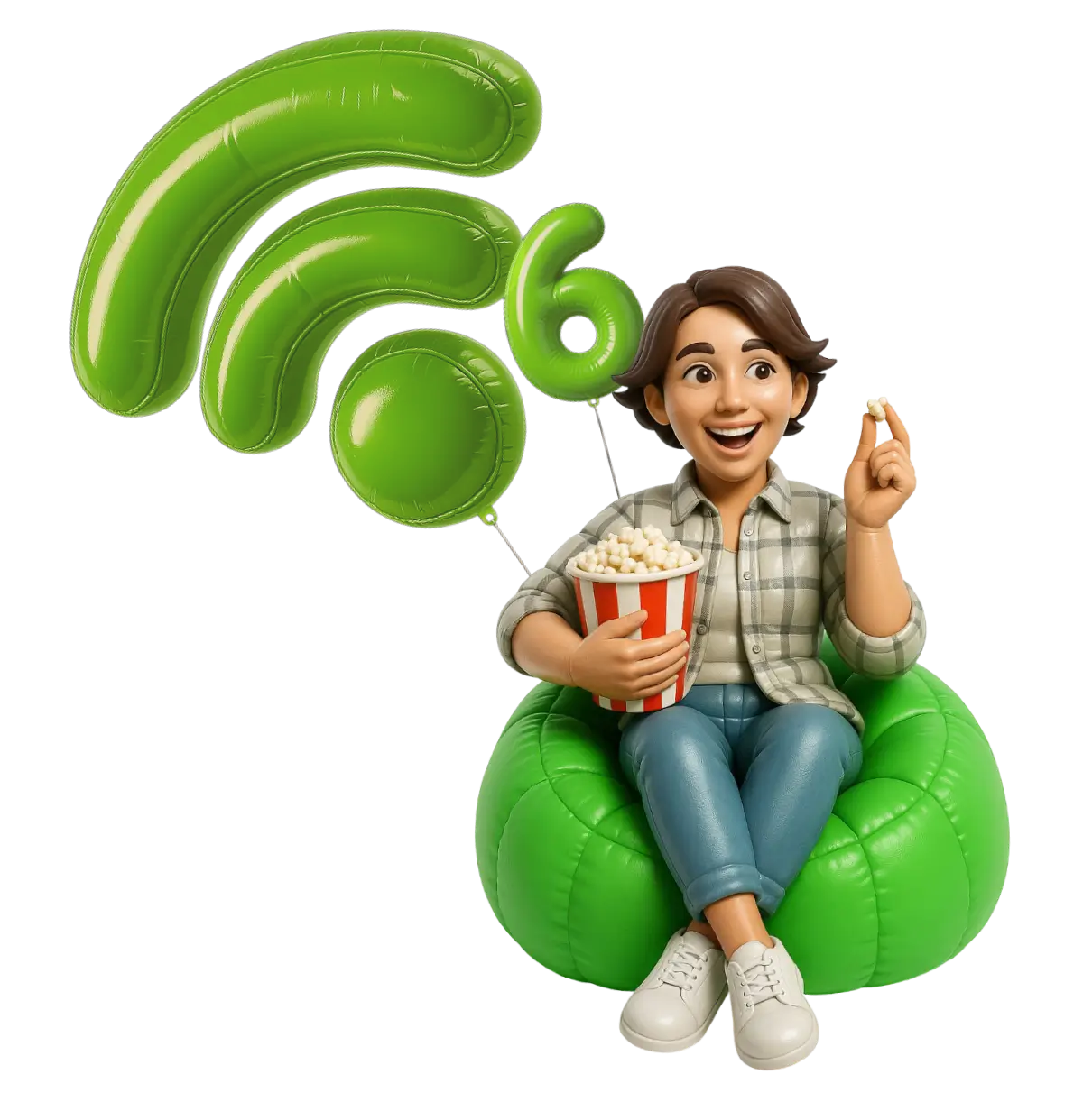 Ilustração de Wi-Fi 6 garantindo streaming estável em toda a casa