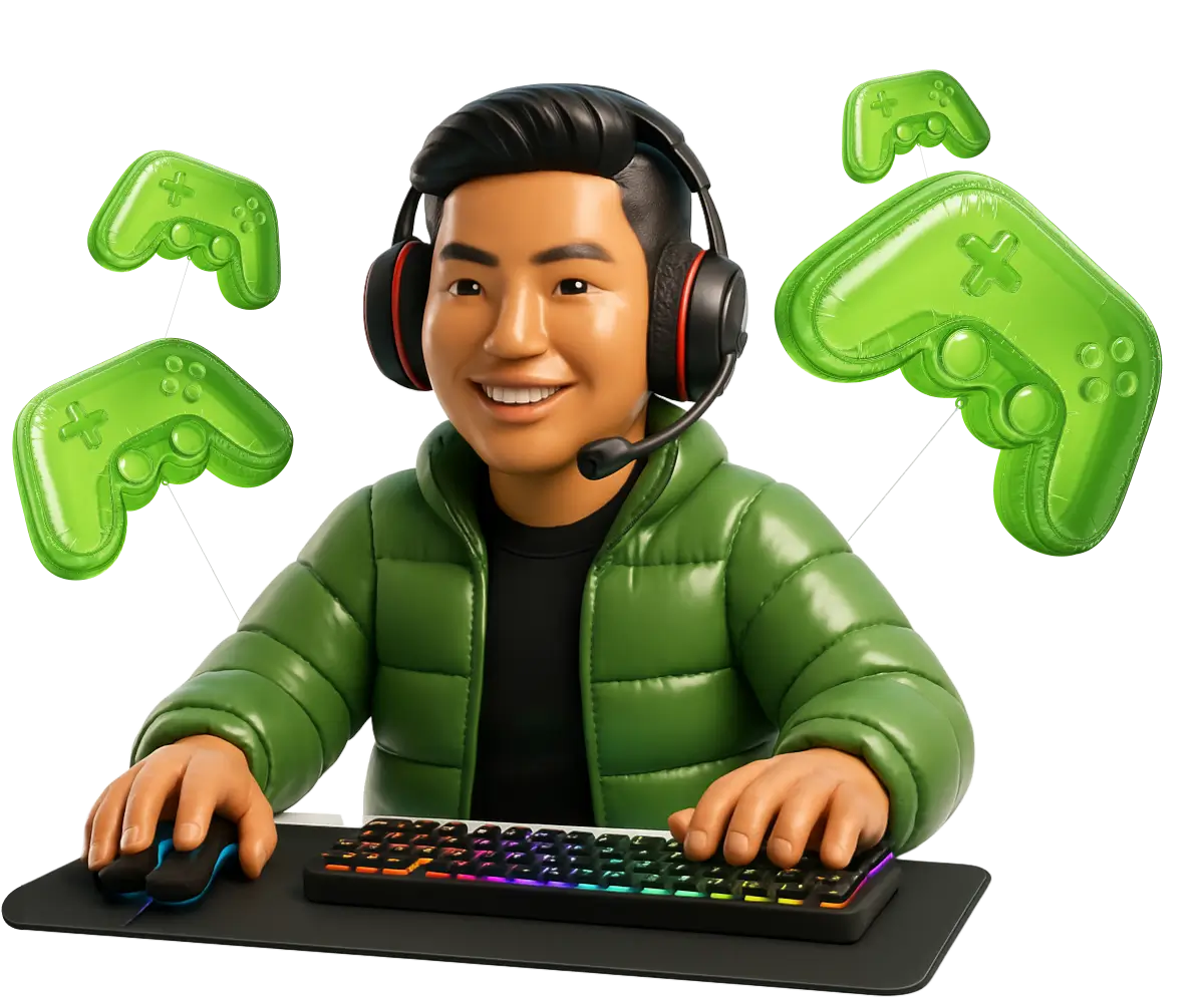 Ilustração representando um gamer ao estilo Nio