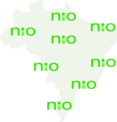 Mapa do Brasil com a palavra 'nio' repetida em várias regiões, escrita em verde sobre o fundo claro do mapa.